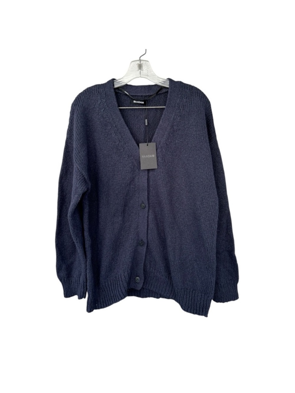 NWT NAADAM Chunky Cotton Oversized Cardigan Size Medium Washed Navy 100% cotton - Picture 3 of 10